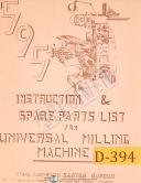Dufour-Dufour Gaston No. 220, Universal Milling, Instructions & Spare Parts List Manual-220-No. 220-04